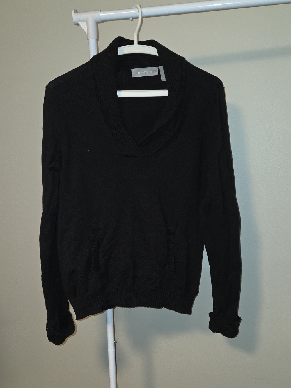 Liz Claiborne Black Shawl Collar Turtleneck Sweater